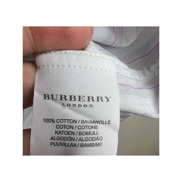Burberry Purple Stripe French Cuff Button Down Shirt Men's Sz. 16-41 - Picture 7 of 8